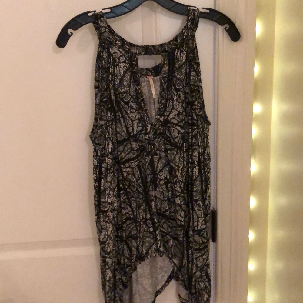 Free people black and white pattern deep v tunic